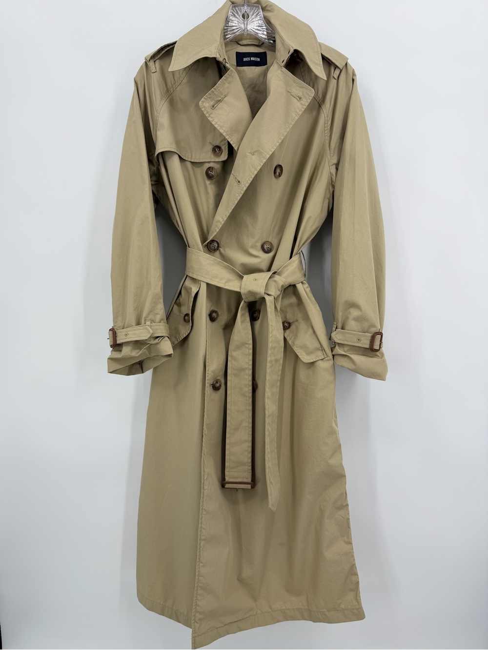 Buck Mason Paperweight Trench Coat Tan Size XS - Picture 15 of 16
